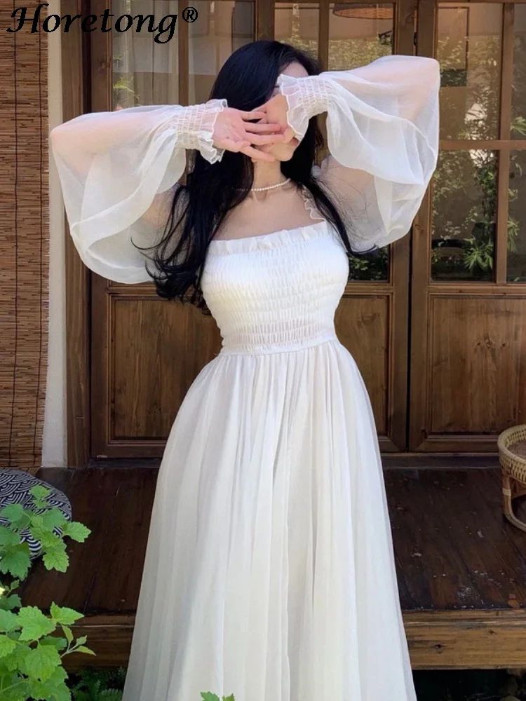 Elegant White Off-Shoulder Maxi Party Gown – Flowy Ruffle Holiday Dress