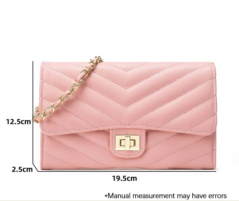 Fashionable V-Pattern Quilted Crossbody Chain Bag