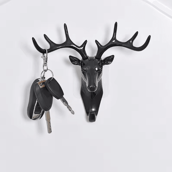 RustiHorn Vintage Deer Antler Wall Hook Rack for Coats, Hats, Keys & Rustic Home Decor