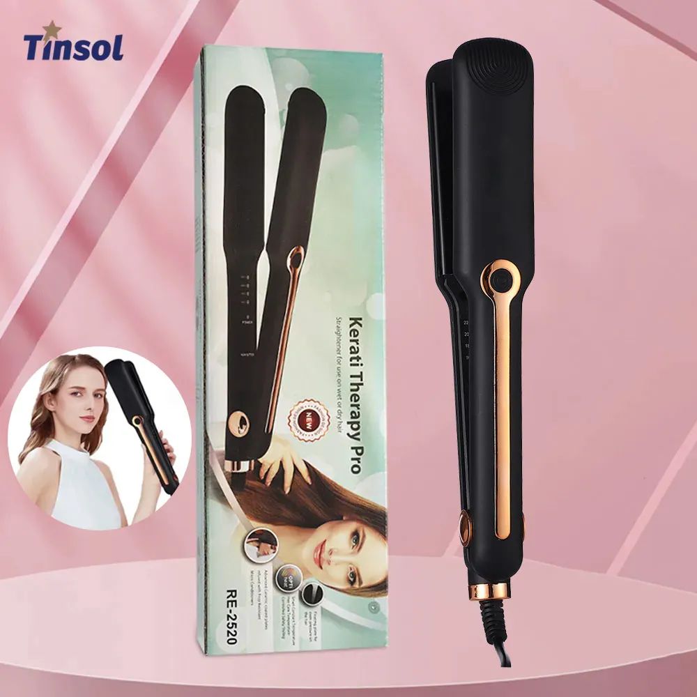 TINSOL Professional Ceramic Hair Straightener with Negative Ion Wide Plate and Adjustable Temperature