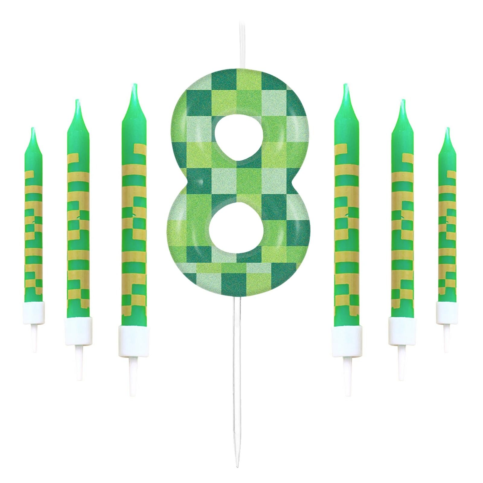 Pixelated Gamer Theme Birthday Candle Set