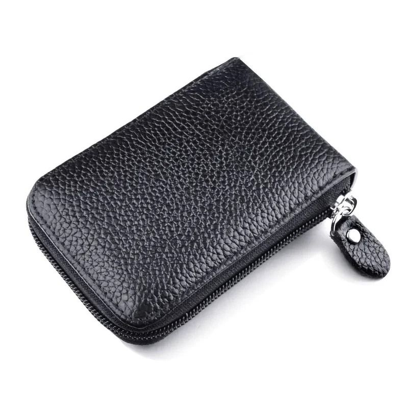 Mens PU Leather Wallet with RFID Blocking and Zipper Pocket