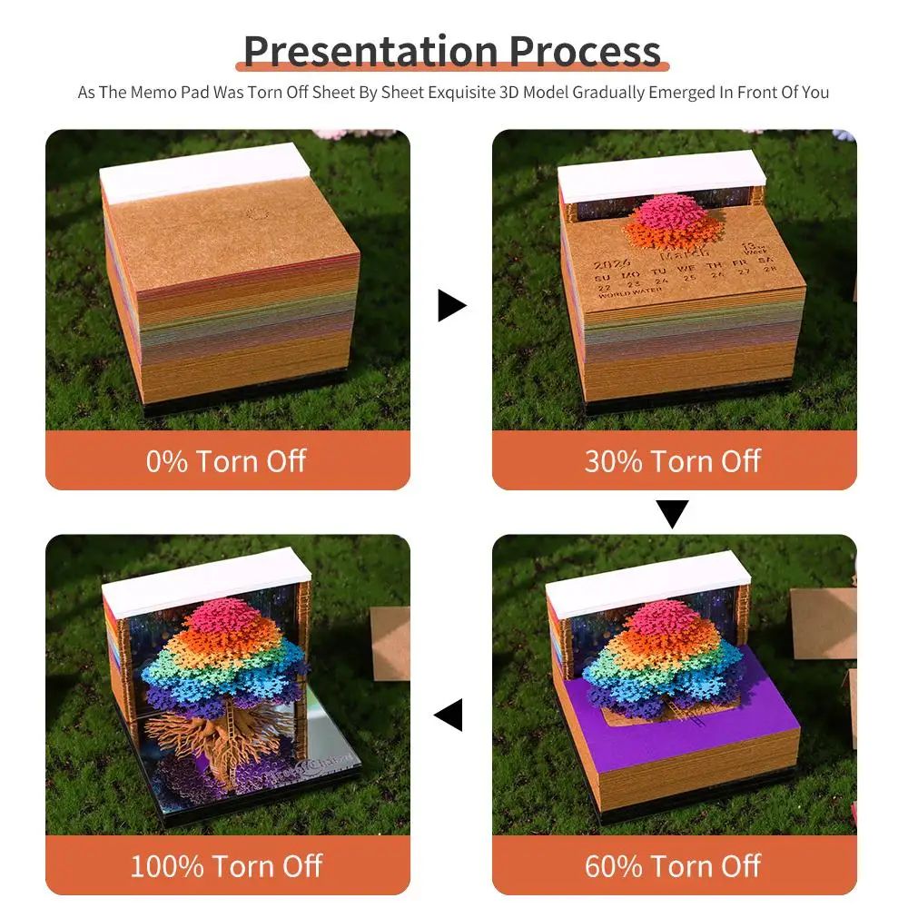 2026 Tear Away 3D Paper Calendar Tree