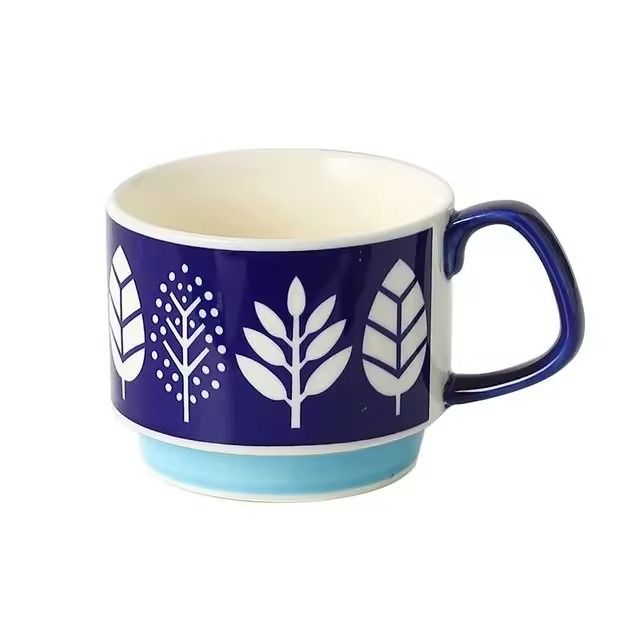 Japanese Flower Retro Ceramic Mug Set 300ml Stylish Drinkware