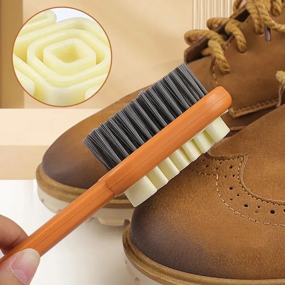 2 in 1 Suede Shoe Brush and Suede Cleaning Eraser Long Handle Boot Cleaner Set
