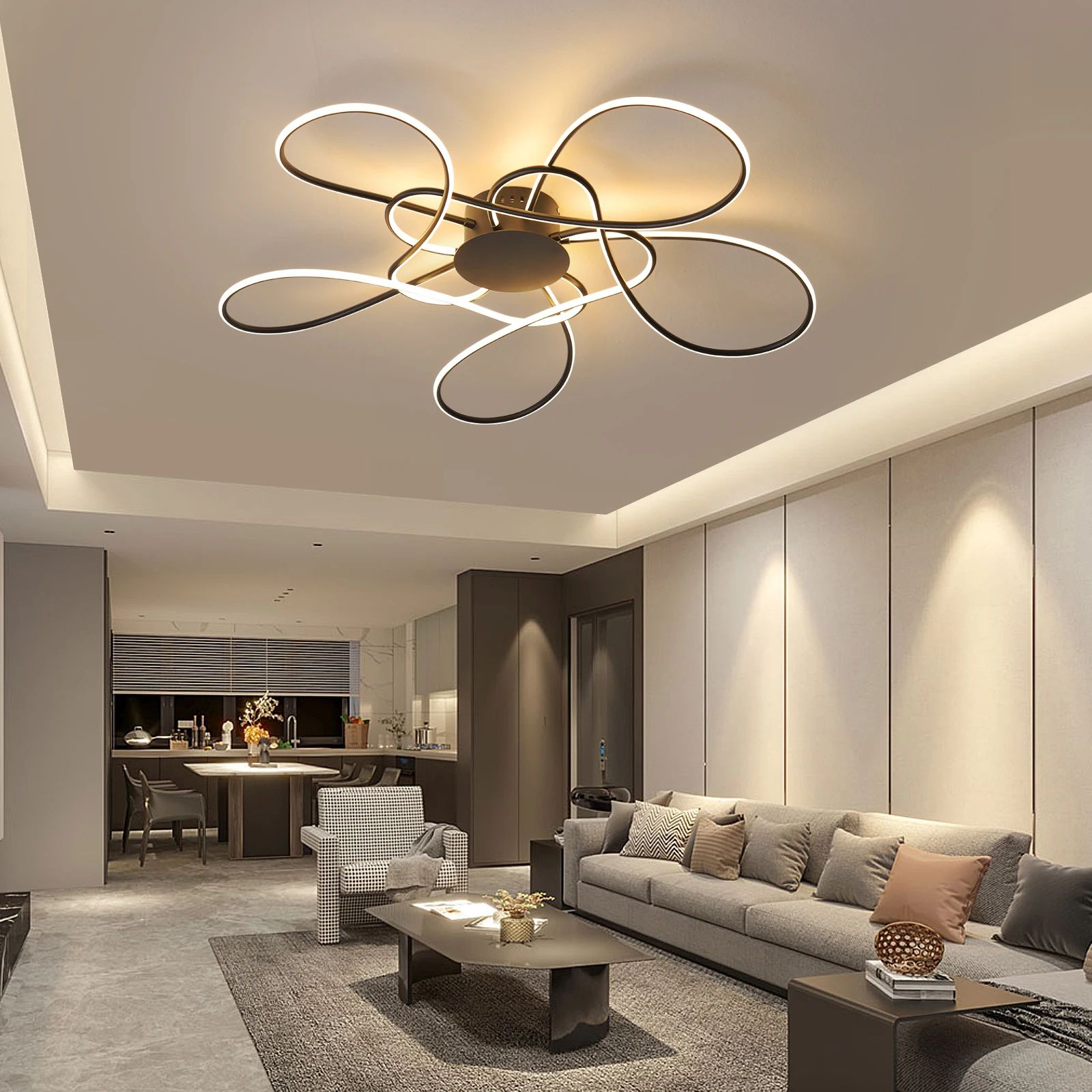 Modern Gold LED Chandelier Ceiling Light Fixture