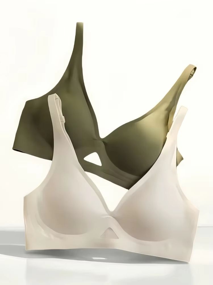 Women's Seamless Push-Up Bra With Pads U-Shape Back Wireless V-Neck Lingerie