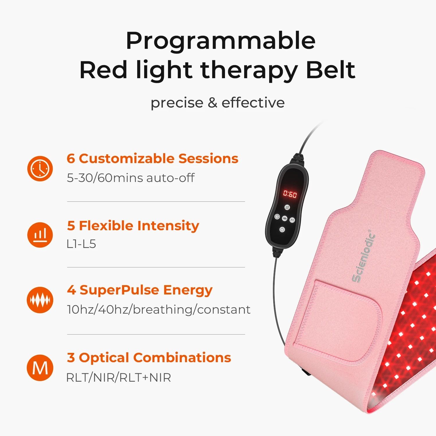 Red Light Therapy Belt with 100 LEDs for Waist and Back Pain Relief
