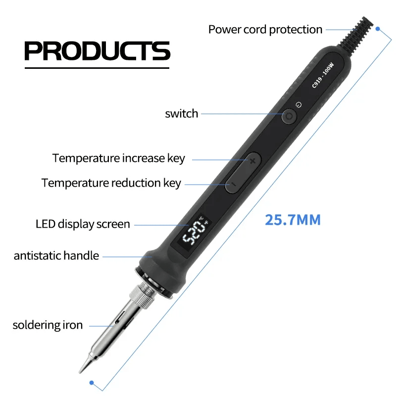 100W Digital Electric Soldering Iron Kit with LCD Temperature Control