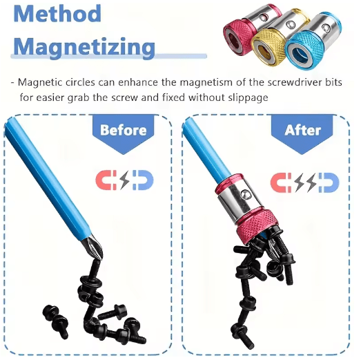 6-Piece Universal Magnetic Screw Ring Drill Bit Set – Non-Slip Magnetized Phillips Bits