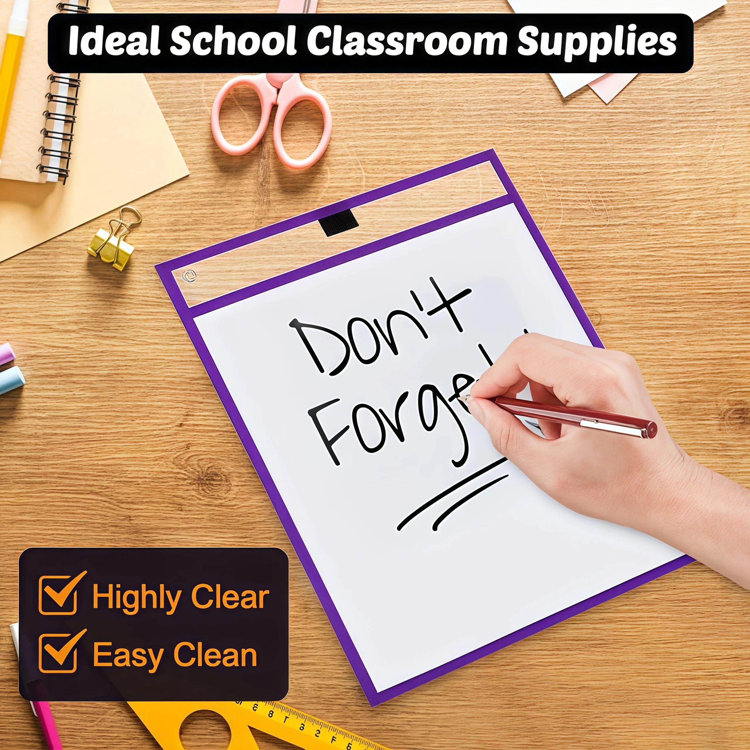 Extra Large Reusable Dry Erase Pockets Set Classroom Worksheet Sleeves 20pcs