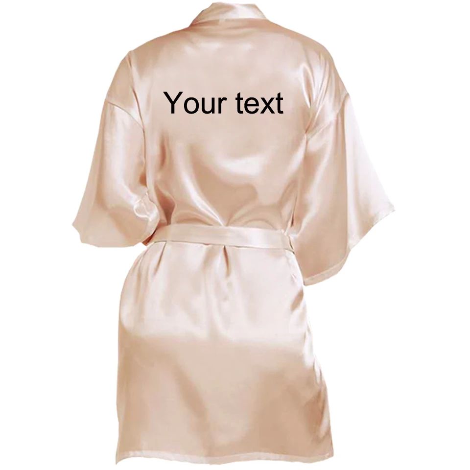 Personalized Faux Silk Bridal Robe with Custom Name & Date – Elegant Bride & Bridesmaid Getting Ready Robe