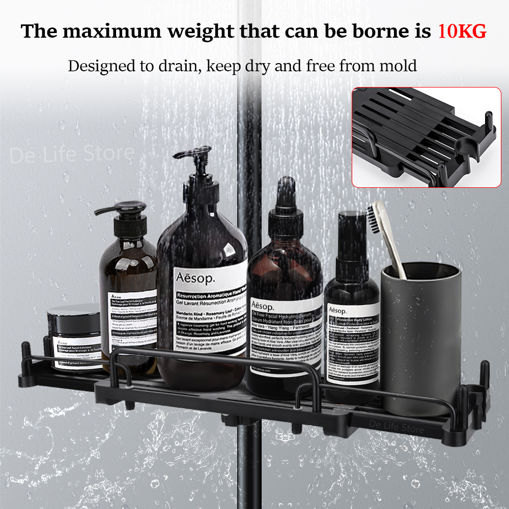 Shower Storage Holder, Extendable Bathroom Shelf Without Drilling, Shampoo Tray Organizer