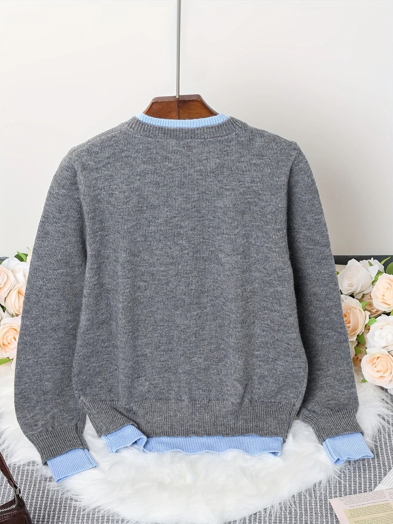 Autumn and Winter Fashion Womans Gray Soft Knitted Sweater – Casual Versatile Button-Up Cardigan Jacket