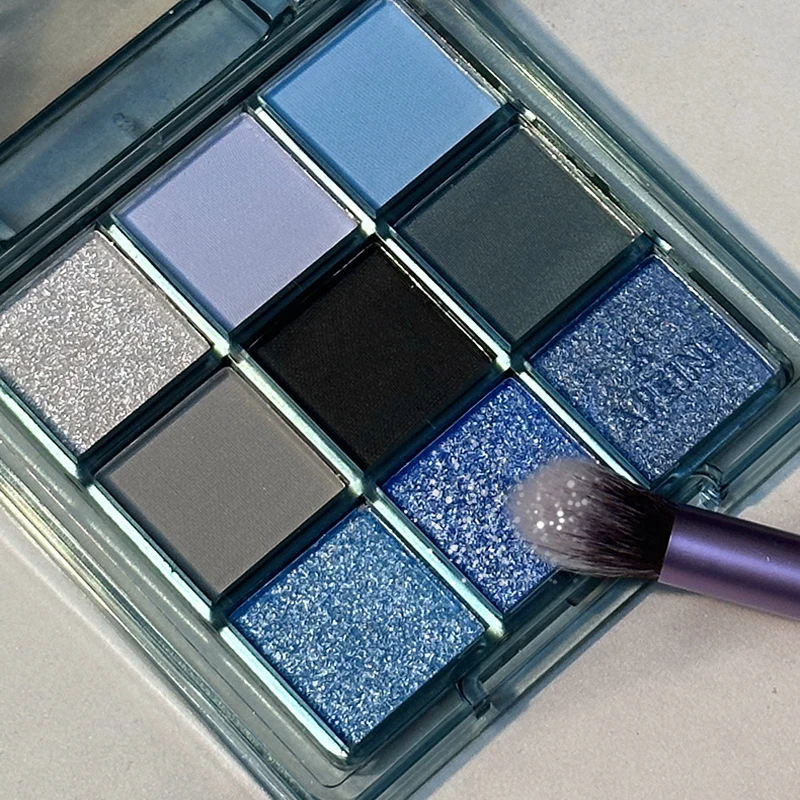 Dark Punk Smoked Eyeshadow Palette Blue Black Pearl Matte Makeup Palette Brightening Shimmer Eye Shadow for Smokey Glam