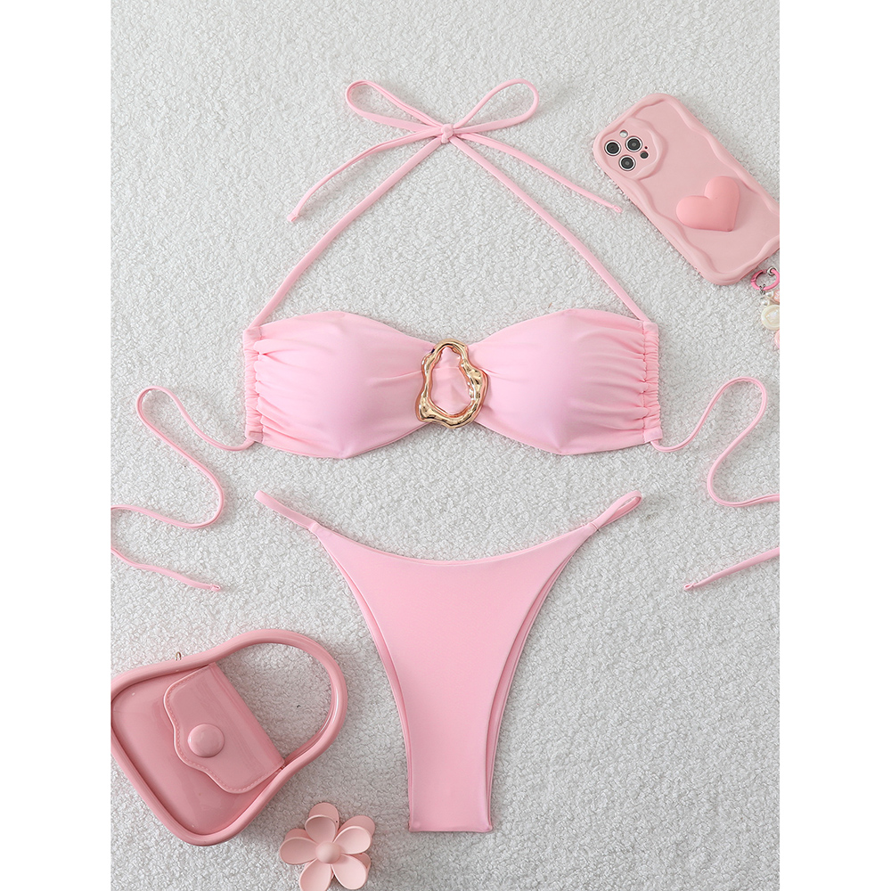 Sexy Bandeau Bikini Women's Swimsuit, Push Up Thong Bikinis Set, Two-piece Swimwear, Female Bathing Suit