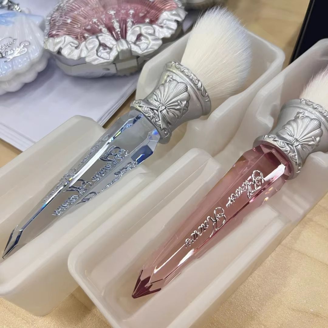 Flower Knows Shell's Jewel Angled Blush Brush Crystal Handle Contour & Highlight Makeup Brush Vegan Cruelty Free Beauty