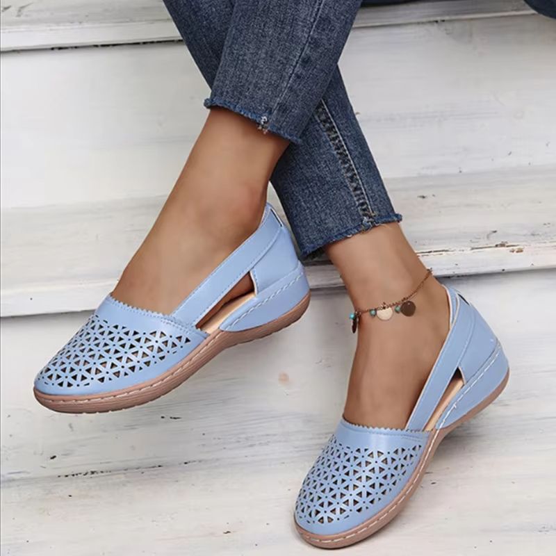 Women's Retro Mary Jane Summer Sandals – Comfy Flat Round Toe Shoes with Button Strap (Plus Size 43)