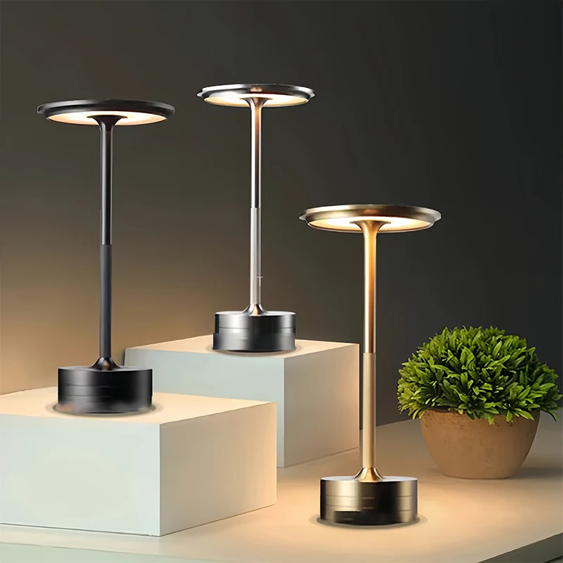 Portable Vintage Metal LED Desk Lamp Touch Control Adjustable Brightness Rechargeable Office Bedroom Living Room Bar