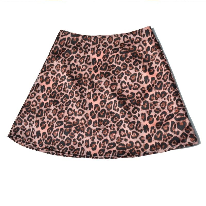 Pink Leopard Satin Punk Mini Skirt
