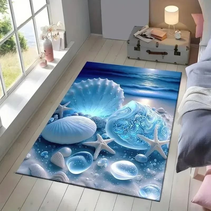 3D Desert Crack Water & Fire Design Rug | Non-Slip Machine Washable Carpet