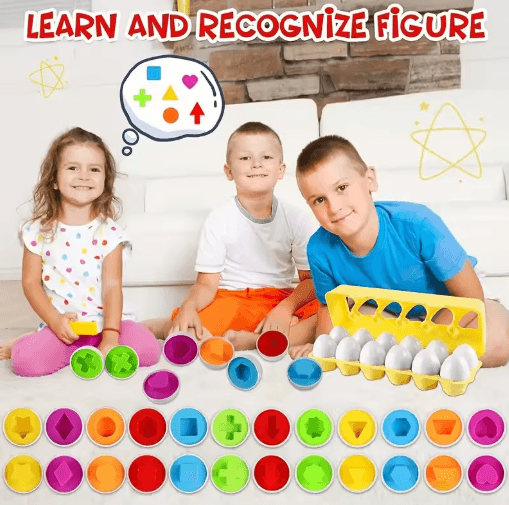 12 Piece Colorful Egg Shaped Jigsaw Puzzle Set for Toddlers Early Learning Motor Skills Toy