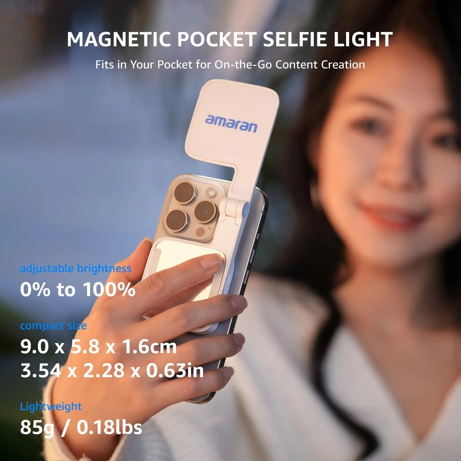 Magnetic Phone Selfie Light With Mirror Portable Rechargeable LED