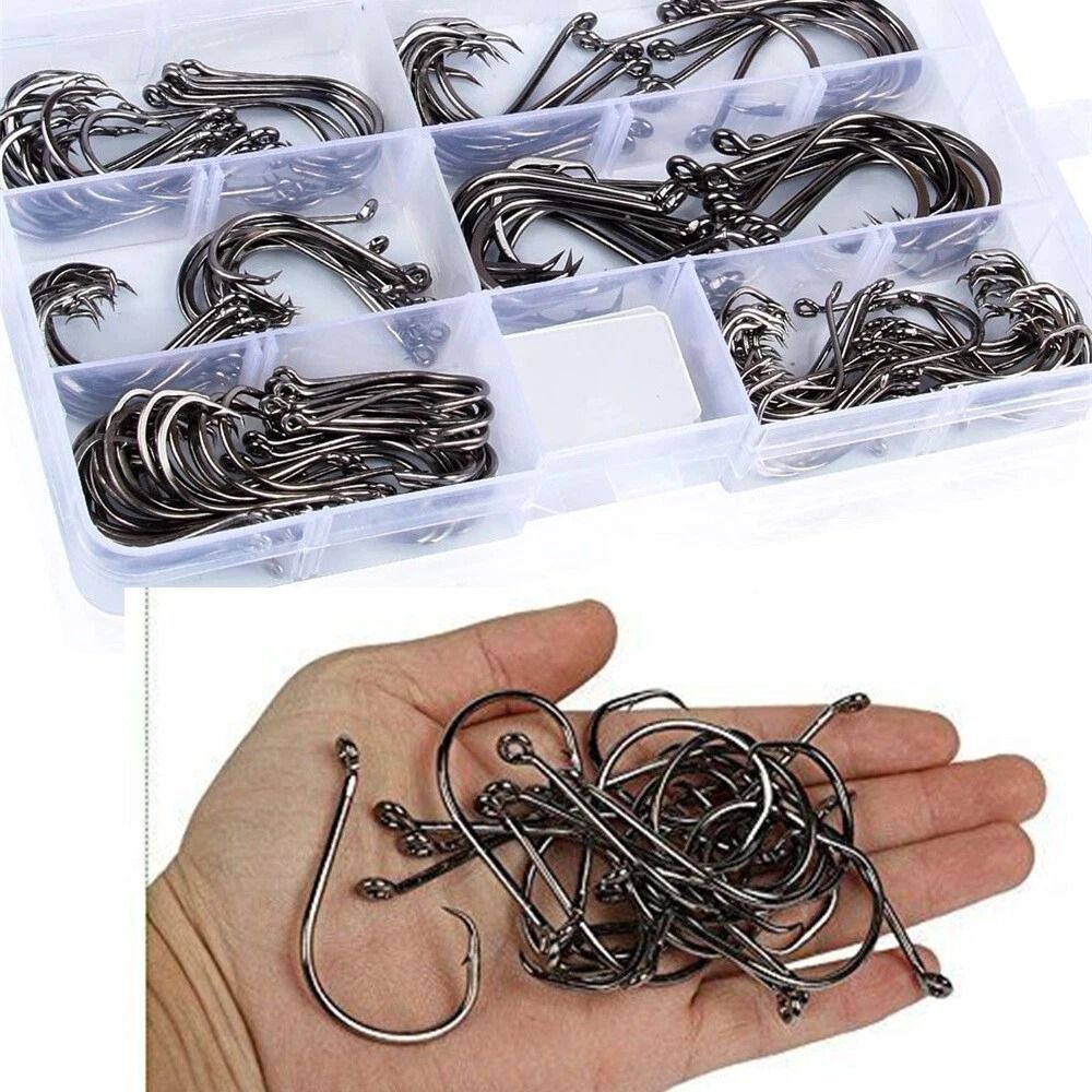 Black High Carbon Steel Offset Circle Fishing Hooks Premium Quality