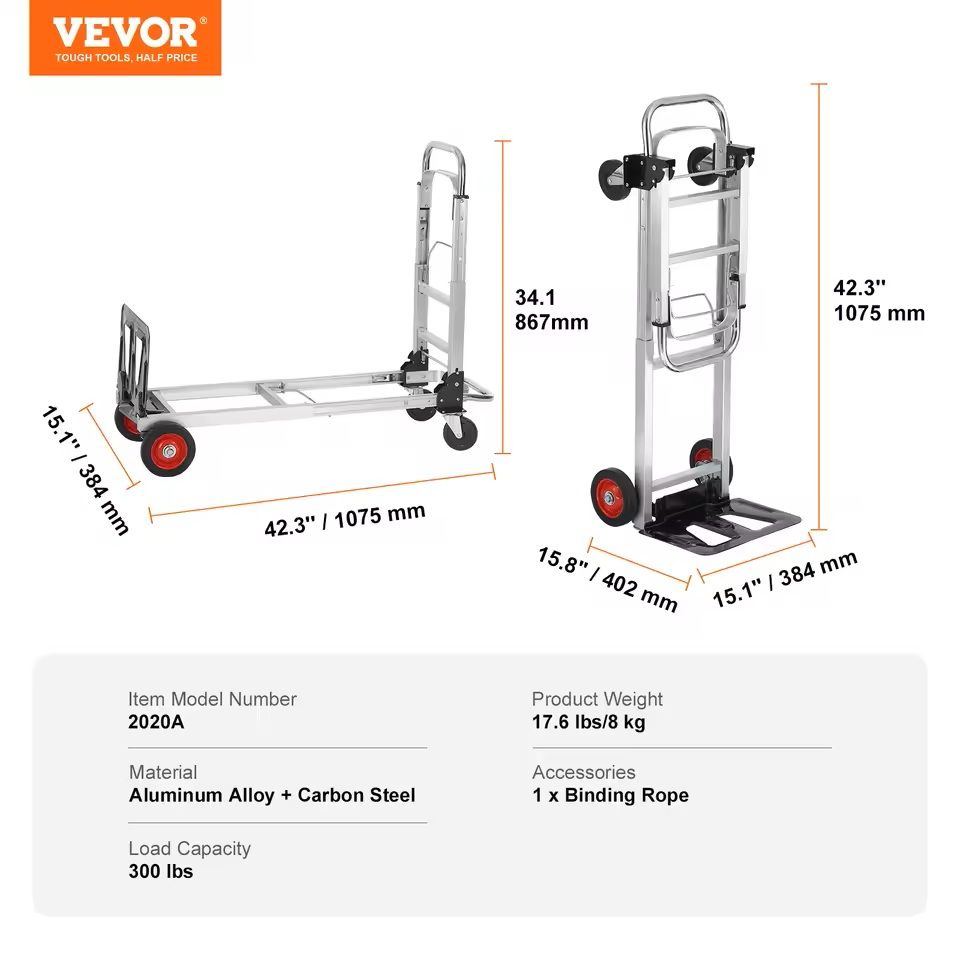 400 lbs Folding Hand Truck Lightweight Utility Dolly with Wheels