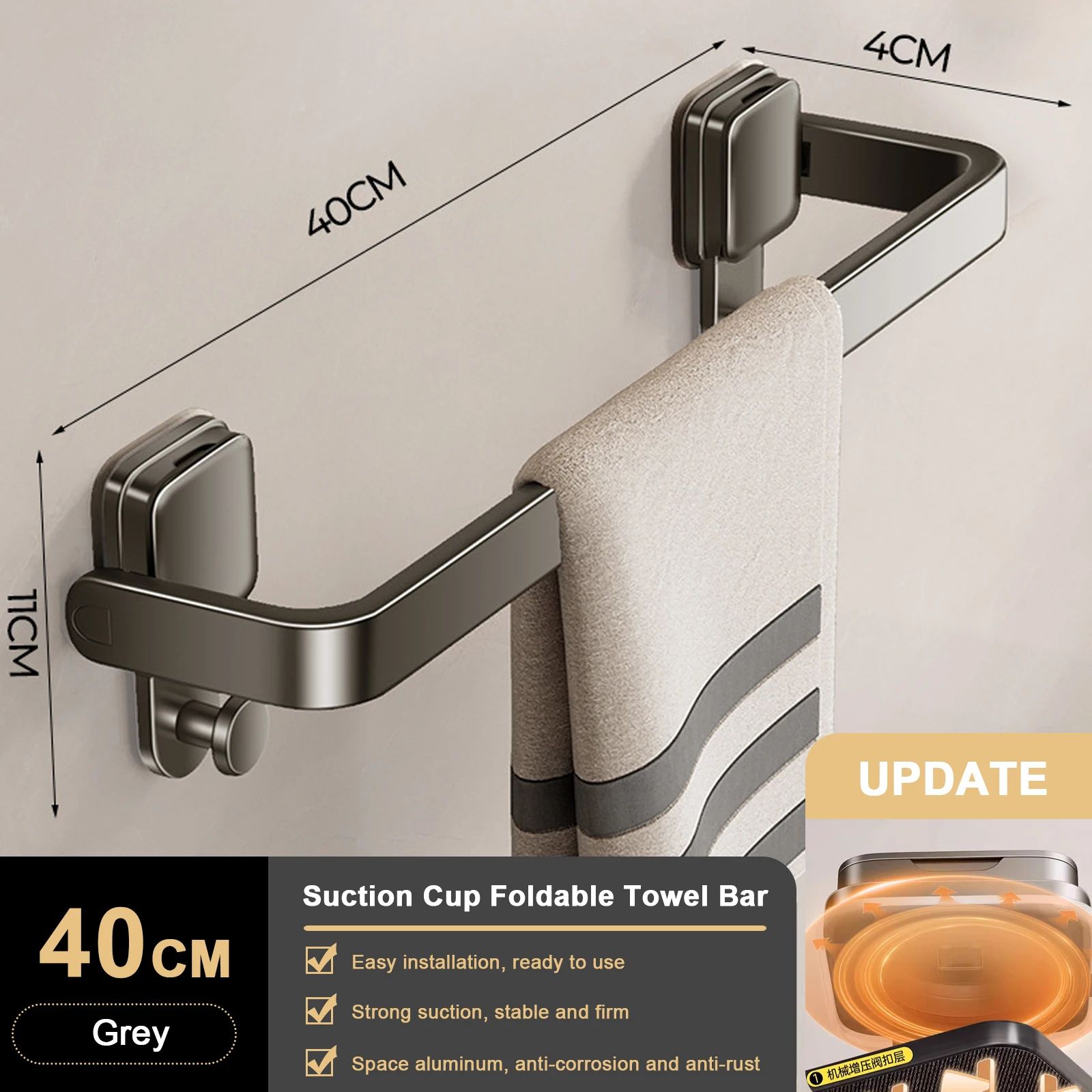 Suction Cup Folding Bathroom Towel Rack