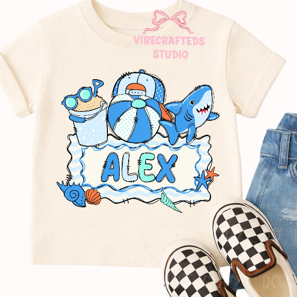 Personalized Kids Name Shirt Cute Cartoon Graphic Tee Custom Childrens T-Shirt Gift