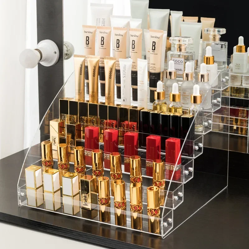 Clear Acrylic Nail Polish Gel Display Stand, Multi Layer Plastic Storage Rack with Drawer for Nail Salon and Home Use