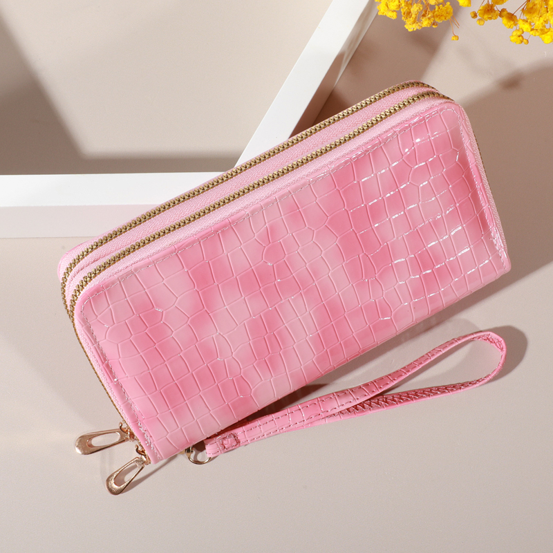 Chic Vintage Double Layer Clutch Wallet Retro Zipper Coin Purse & Wristlet Fashionable Womens Accessory with Secure