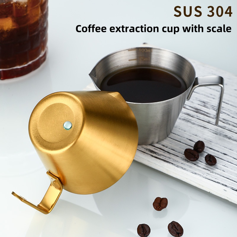 Stainless Steel Coffee Extraction Cup with Scale, Small Milk Spoon, Espresso Measuring Cup for Kitchen Tools, Perfect