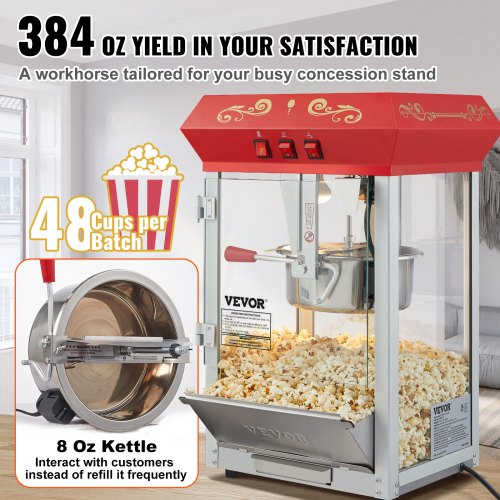 Countertop Popcorn Maker Popcorn Popper Machine, High Capacity, High Yield Popcorn Machine
