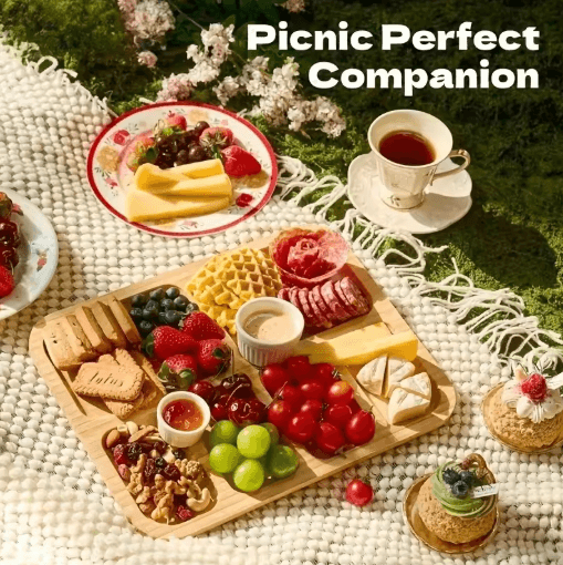 Natural Bamboo Cheese Tray with Snap On Acrylic Lid Elegant Charcuterie Platter