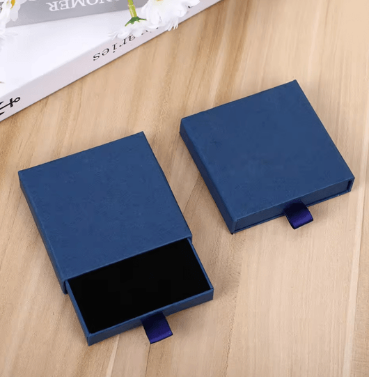 Thick Kraft Paper Drawer Jewelry Box with Sponge Insert