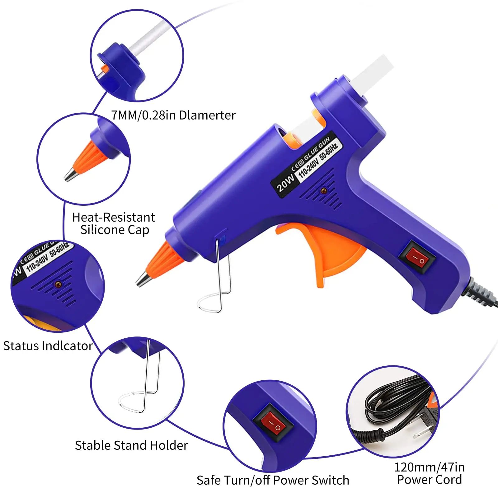 20W Mini Hot Glue Gun for Crafts, Repairs & DIY Projects