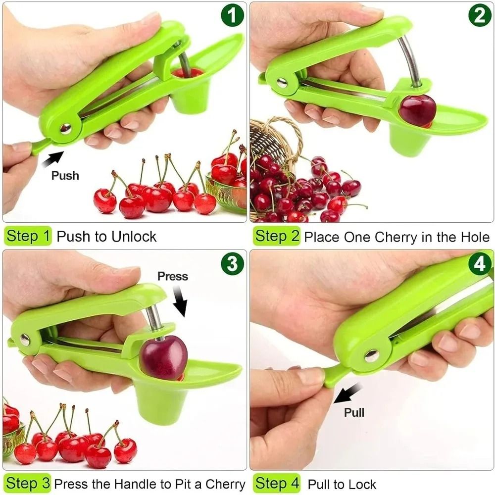 Heavy Duty Cherry Pitter Tool with Space Saving Lock Design