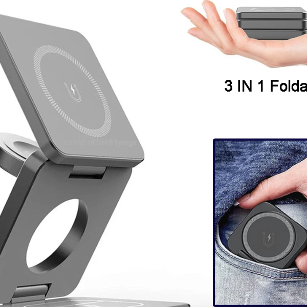 Charger Station for iPhone Pro Max, Magnetic Wireless Charging Station for Quick Power