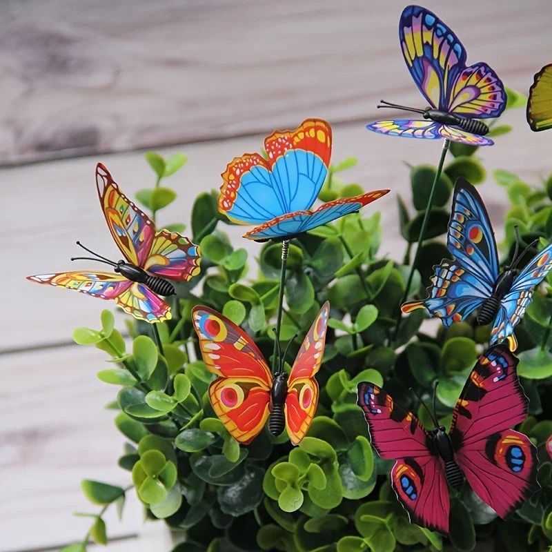 Colorful 3D Butterfly Garden Stakes Decorative Artificial Butterfly Yard Decor Set
