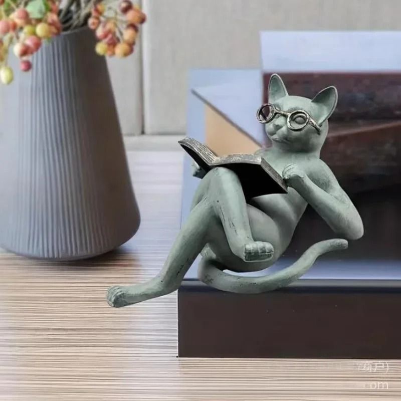 Scholarly Literature Cat Figurine