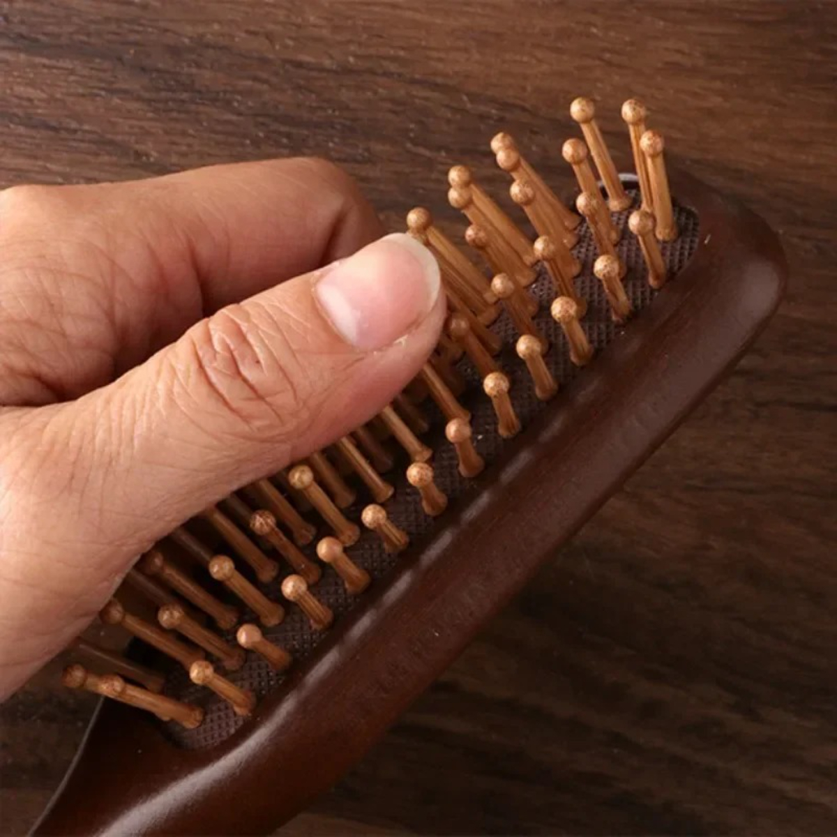 Sandalwood Massage Comb, Meridian Hair Care, Golden Silk Narrow Air Bag Comb