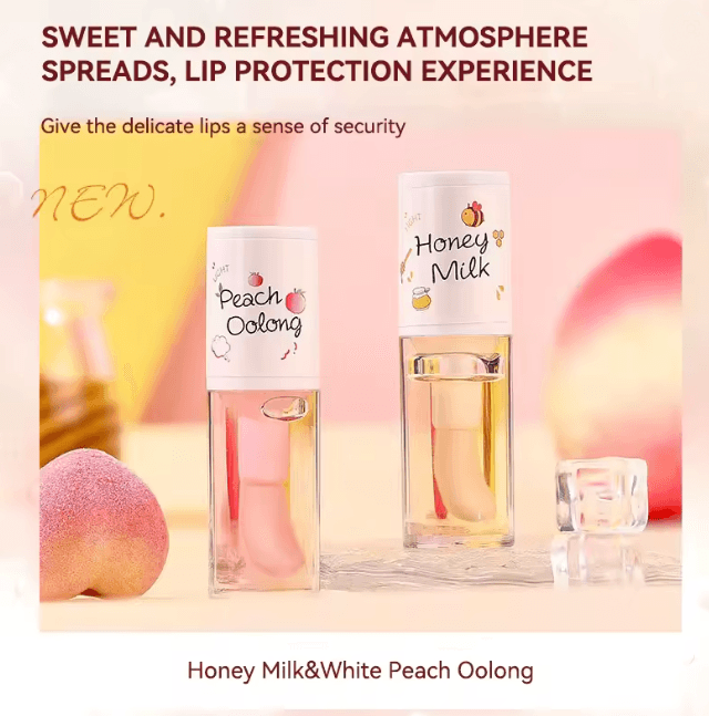 PeachGlow Honey Lip Oil Moisturizing Lip Gloss for Soft Smooth Lips