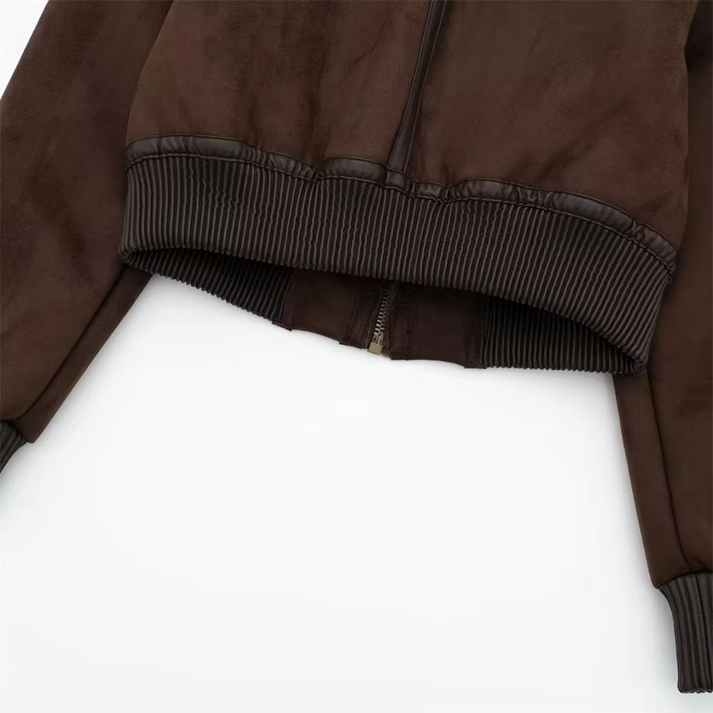 Casual Women's Stand Collar Jacket – Loose Double-Sided Winter Coat with Contrast Strap Detail