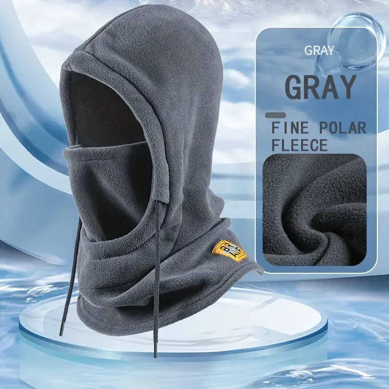 Winter Warm Hooded Hat with Windproof Polar Fleece Ski Mask for Men & Women – Thermal Neck Cover for Outdoor Sports