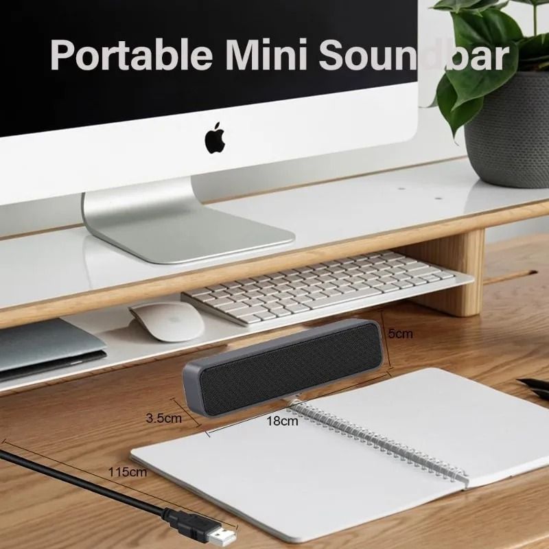 Portable USB Mini Stereo Speaker with Dual Sound and 3D Surround for Laptop and Desktop