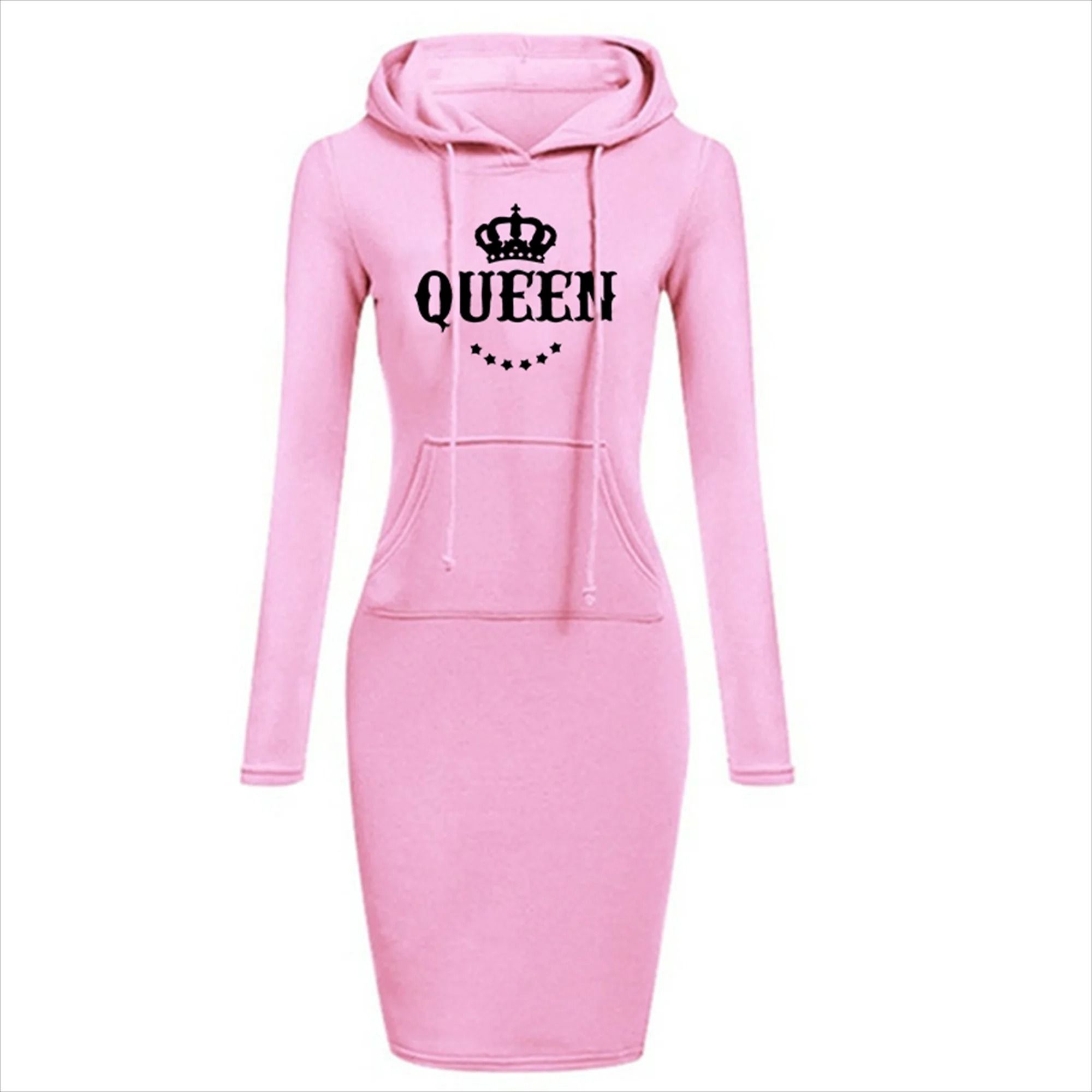 Womens Slim Hoodie Dress with Long Sleeves and Casual Fit