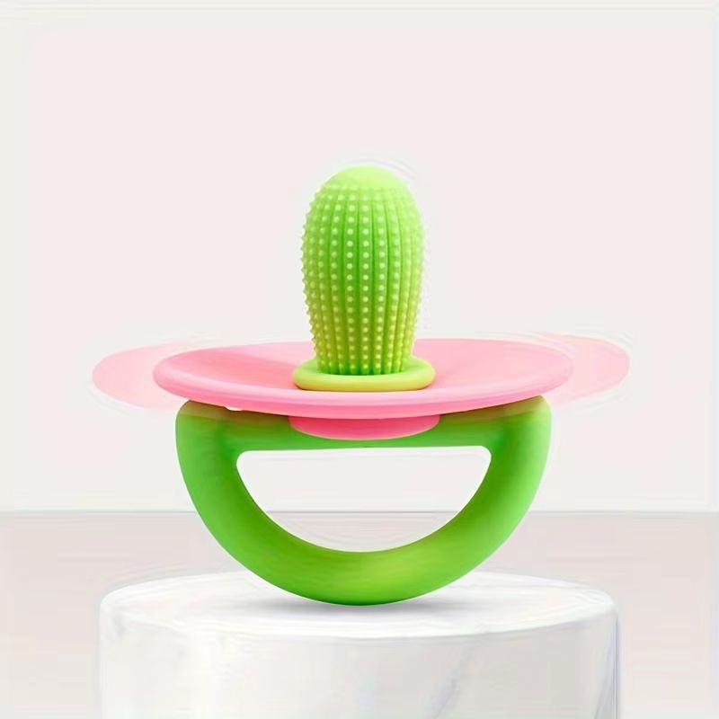 Soft Silicone Pacifier-Style Baby Teether Ring with Massage Dot