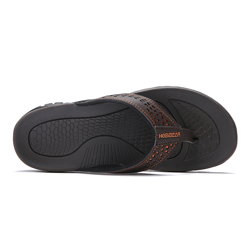 Jumpmore Flip Flops for Men, PU Leather Beach Shoes, Summer Outdoor Fashion, Flat Sandals for Holidays